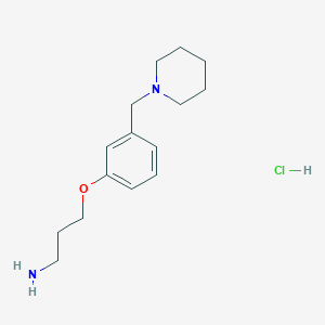 molecular formula C15H25ClN2O B15224457 3-(3-(Piperidin-1-ylmethyl)phenoxy)propan-1-amine hydrochloride 