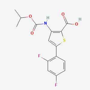 molecular formula C15H13F2NO4S B15224545 5-(2,4-Difluorophenyl)-3-((isopropoxycarbonyl)amino)thiophene-2-carboxylic acid 