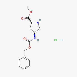 molecular formula C14H19ClN2O4 B15224557 Methyl (2S,4S)-4-(((benzyloxy)carbonyl)amino)pyrrolidine-2-carboxylate hydrochloride 