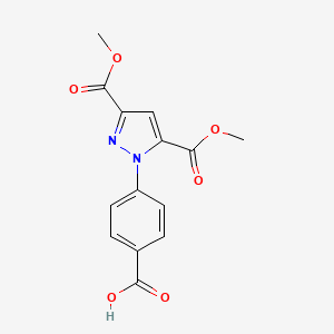 molecular formula C14H12N2O6 B15224685 4-(3,5-Bis(methoxycarbonyl)-1H-pyrazol-1-yl)benzoic acid CAS No. 604003-21-6