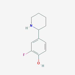 molecular formula C11H14FNO B15224751 2-Fluoro-4-(piperidin-2-yl)phenol 