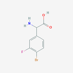 molecular formula C8H7BrFNO2 B15224764 2-Amino-2-(4-bromo-3-fluorophenyl)acetic acid 