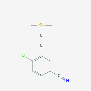 molecular formula C12H12ClNSi B15224768 4-Chloro-3-((trimethylsilyl)ethynyl)benzonitrile 