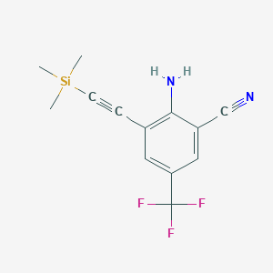 molecular formula C13H13F3N2Si B1522477 2-Amino-5-(trifluoromethyl)-3-[2-(trimethylsilyl)-ethynyl]benzenecarbonitrile CAS No. 1221792-67-1