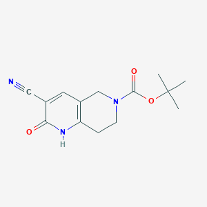 molecular formula C14H17N3O3 B1522480 tert-butyl 3-cyano-2-oxo-1,2,7,8-tetrahydro-1,6-naphthyridine-6(5H)-carboxylate CAS No. 1190440-61-9