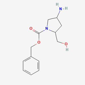 molecular formula C13H18N2O3 B15224803 Benzyl 4-amino-2-(hydroxymethyl)pyrrolidine-1-carboxylate 