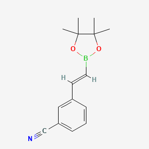 molecular formula C15H18BNO2 B15224953 3-[2-(Tetramethyl-1,3,2-dioxaborolan-2-yl)ethenyl]benzonitrile 