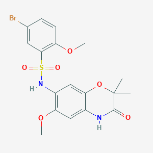 molecular formula C18H19BrN2O6S B15225093 5-Bromo-2-methoxy-N-(6-methoxy-2,2-dimethyl-3-oxo-3,4-dihydro-2H-benzo[b][1,4]oxazin-7-yl)benzenesulfonamide 