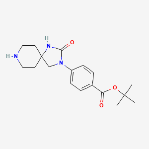 molecular formula C18H25N3O3 B15225118 tert-Butyl 4-(2-oxo-1,3,8-triazaspiro[4.5]decan-3-yl)benzoate 