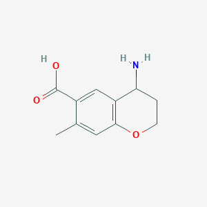 molecular formula C11H13NO3 B15225206 4-Amino-7-methylchromane-6-carboxylic acid hydrochloride 