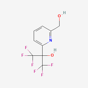 molecular formula C9H7F6NO2 B15225256 1,1,1,3,3,3-Hexafluoro-2-(6-(hydroxymethyl)pyridin-2-yl)propan-2-ol 