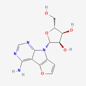 molecular formula C13H14N4O5 B15225333 (2R,3R,4S,5R)-2-(12-amino-3-oxa-7,9,11-triazatricyclo[6.4.0.02,6]dodeca-1(12),2(6),4,8,10-pentaen-7-yl)-5-(hydroxymethyl)oxolane-3,4-diol 