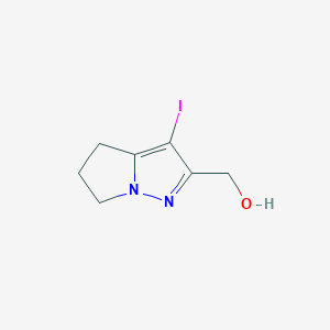 molecular formula C7H9IN2O B15225464 (3-Iodo-5,6-dihydro-4H-pyrrolo[1,2-b]pyrazol-2-yl)methanol 