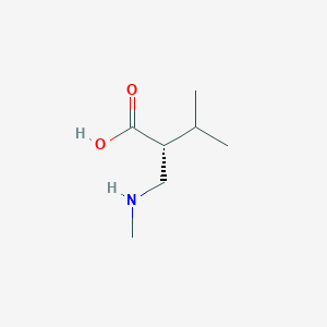 molecular formula C7H15NO2 B15225492 (R)-3-Methyl-2-((methylamino)methyl)butanoic acid 