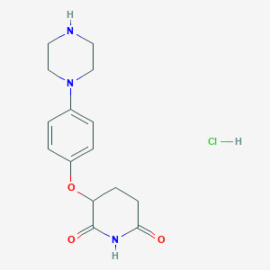 molecular formula C15H20ClN3O3 B15225569 3-(4-(Piperazin-1-yl)phenoxy)piperidine-2,6-dione hydrochloride 