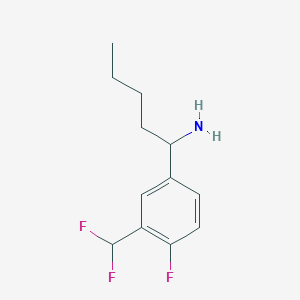 molecular formula C12H16F3N B15225584 1-(3-(Difluoromethyl)-4-fluorophenyl)pentan-1-amine 