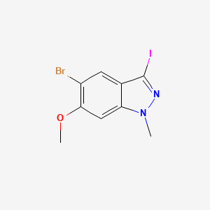 molecular formula C9H8BrIN2O B15225650 5-Bromo-3-iodo-6-methoxy-1-methyl-1H-indazole 