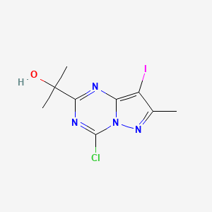 molecular formula C9H10ClIN4O B15225737 2-(4-Chloro-8-iodo-7-methylpyrazolo[1,5-a][1,3,5]triazin-2-yl)propan-2-ol 