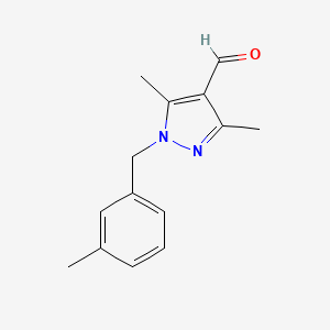 molecular formula C14H16N2O B15225847 3,5-Dimethyl-1-(3-methylbenzyl)-1H-pyrazole-4-carbaldehyde 