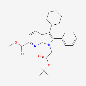 molecular formula C27H32N2O4 B15225869 Methyl 1-(2-(tert-butoxy)-2-oxoethyl)-3-cyclohexyl-2-phenyl-1H-pyrrolo[2,3-b]pyridine-6-carboxylate 