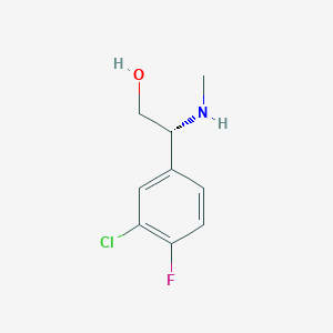 molecular formula C9H11ClFNO B15225916 (R)-2-(3-Chloro-4-fluorophenyl)-2-(methylamino)ethanol 