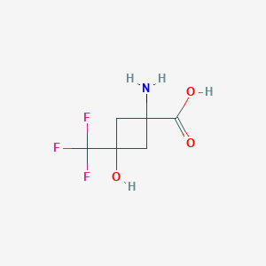 molecular formula C6H8F3NO3 B15226022 Rel-(1s,3s)-1-amino-3-hydroxy-3-(trifluoromethyl)cyclobutane-1-carboxylic acid 