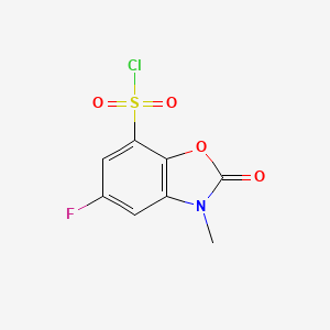 molecular formula C8H5ClFNO4S B15226033 5-Fluoro-3-methyl-2-oxo-2,3-dihydrobenzo[d]oxazole-7-sulfonyl chloride 