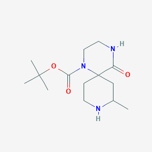 molecular formula C14H25N3O3 B15226059 tert-Butyl 8-methyl-5-oxo-1,4,9-triazaspiro[5.5]undecane-1-carboxylate 