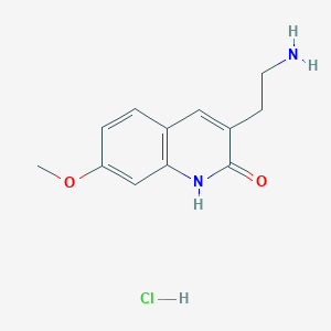 molecular formula C12H15ClN2O2 B1522612 3-(2-aminoethyl)-7-methoxyquinolin-2(1H)-one hydrochloride CAS No. 1266685-45-3