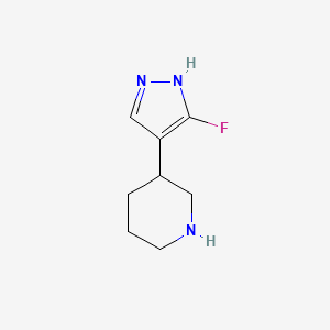 molecular formula C8H12FN3 B15226135 3-(3-Fluoro-1H-pyrazol-4-yl)piperidine 