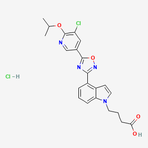 molecular formula C22H22Cl2N4O4 B15226161 4-(4-(5-(5-Chloro-6-isopropoxypyridin-3-yl)-1,2,4-oxadiazol-3-yl)-1H-indol-1-yl)butanoic acid hydrochloride 