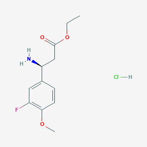 molecular formula C12H17ClFNO3 B15226182 Ethyl (S)-3-amino-3-(3-fluoro-4-methoxyphenyl)propanoate hydrochloride 