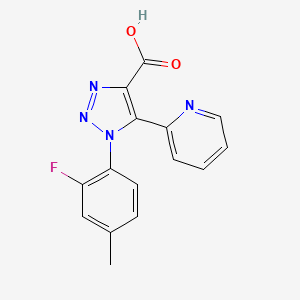 molecular formula C15H11FN4O2 B1522623 1-(2-氟-4-甲基苯基)-5-(吡啶-2-基)-1H-1,2,3-三唑-4-羧酸 CAS No. 1340937-22-5
