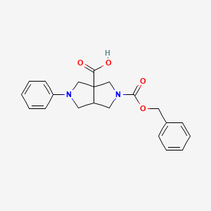 molecular formula C21H22N2O4 B15226235 2-((Benzyloxy)Carbonyl)-5-Phenyloctahydropyrrolo[3,4-C]Pyrrole-3A-Carboxylic Acid 