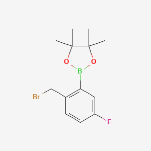molecular formula C13H17BBrFO2 B1522625 2-(2-(溴甲基)-5-氟苯基)-4,4,5,5-四甲基-1,3,2-二氧杂硼环丁烷 CAS No. 1030832-39-3