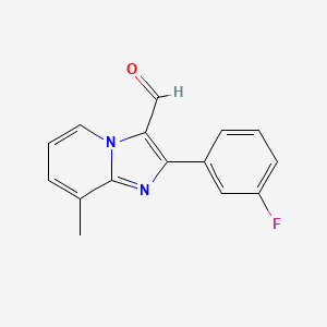 molecular formula C15H11FN2O B15226366 2-(3-Fluorophenyl)-8-methylimidazo[1,2-a]pyridine-3-carbaldehyde 