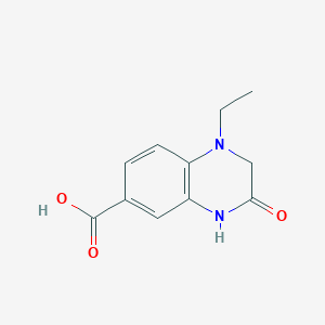 molecular formula C11H12N2O3 B1522639 1-Ethyl-3-oxo-1,2,3,4-tetrahydroquinoxaline-6-carboxylic acid CAS No. 1031655-17-0