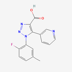 molecular formula C15H11FN4O2 B1522645 1-(2-氟-5-甲基苯基)-5-(吡啶-3-基)-1H-1,2,3-三唑-4-羧酸 CAS No. 1340734-73-7