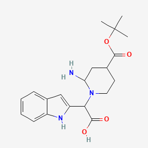 molecular formula C20H27N3O4 B15226464 [2-Amino-4-(tert-butoxycarbonyl)piperidin-1-yl](1H-indol-2-yl)acetic acid CAS No. 885275-43-4