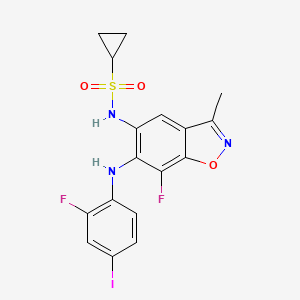 molecular formula C17H14F2IN3O3S B15226468 N-(7-Fluoro-6-((2-fluoro-4-iodophenyl)amino)-3-methylbenzo[d]isoxazol-5-yl)cyclopropanesulfonamide 