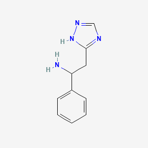 molecular formula C10H12N4 B15226509 1-Phenyl-2-(1H-1,2,4-triazol-5-yl)ethan-1-amine 