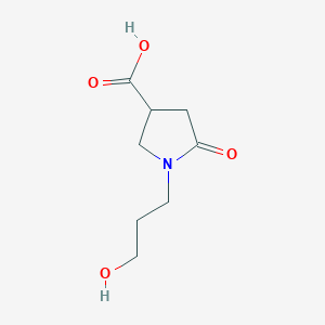 molecular formula C8H13NO4 B15226514 1-(3-Hydroxypropyl)-5-oxopyrrolidine-3-carboxylic acid 