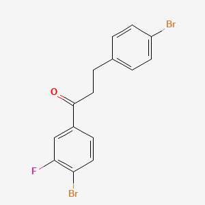 molecular formula C15H11Br2FO B1522664 1-(4-溴-3-氟苯基)-3-(4-溴苯基)丙酮 CAS No. 898761-61-0
