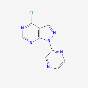 molecular formula C9H5ClN6 B15226706 4-Chloro-1-(pyrazin-2-yl)-1H-pyrazolo[3,4-d]pyrimidine 