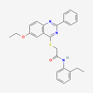 molecular formula C26H25N3O2S B15226798 2-((6-Ethoxy-2-phenylquinazolin-4-yl)thio)-N-(2-ethylphenyl)acetamide 