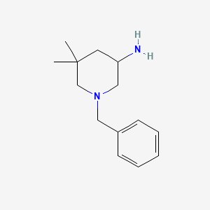 molecular formula C14H22N2 B15226832 1-Benzyl-5,5-dimethylpiperidin-3-amine 