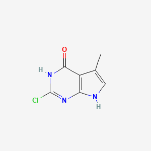 molecular formula C7H6ClN3O B15226867 2-Chloro-5-methyl-3,7-dihydro-4H-pyrrolo[2,3-d]pyrimidin-4-one 