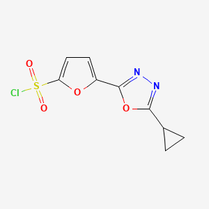 molecular formula C9H7ClN2O4S B1522687 5-(5-环丙基-1,3,4-噁二唑-2-基)-2-呋喃磺酰氯 CAS No. 1283030-47-6