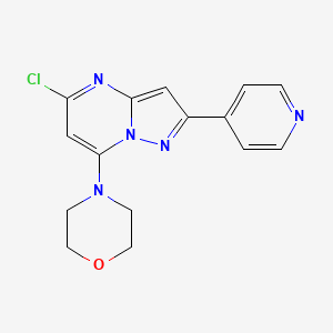 molecular formula C15H14ClN5O B15226873 4-(5-Chloro-2-(pyridin-4-yl)pyrazolo[1,5-a]pyrimidin-7-yl)morpholine 