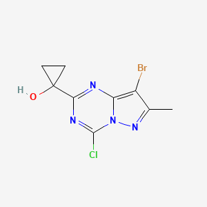 molecular formula C9H8BrClN4O B15226926 1-(8-Bromo-4-chloro-7-methylpyrazolo[1,5-a][1,3,5]triazin-2-yl)cyclopropan-1-ol 